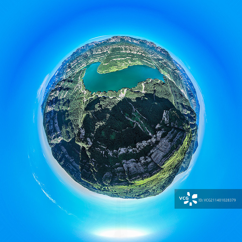 航拍河安阳林州太行山大峡谷平湖风光图片素材