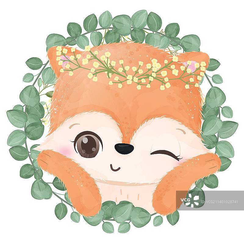 可爱小狐狸装饰背景图片素材