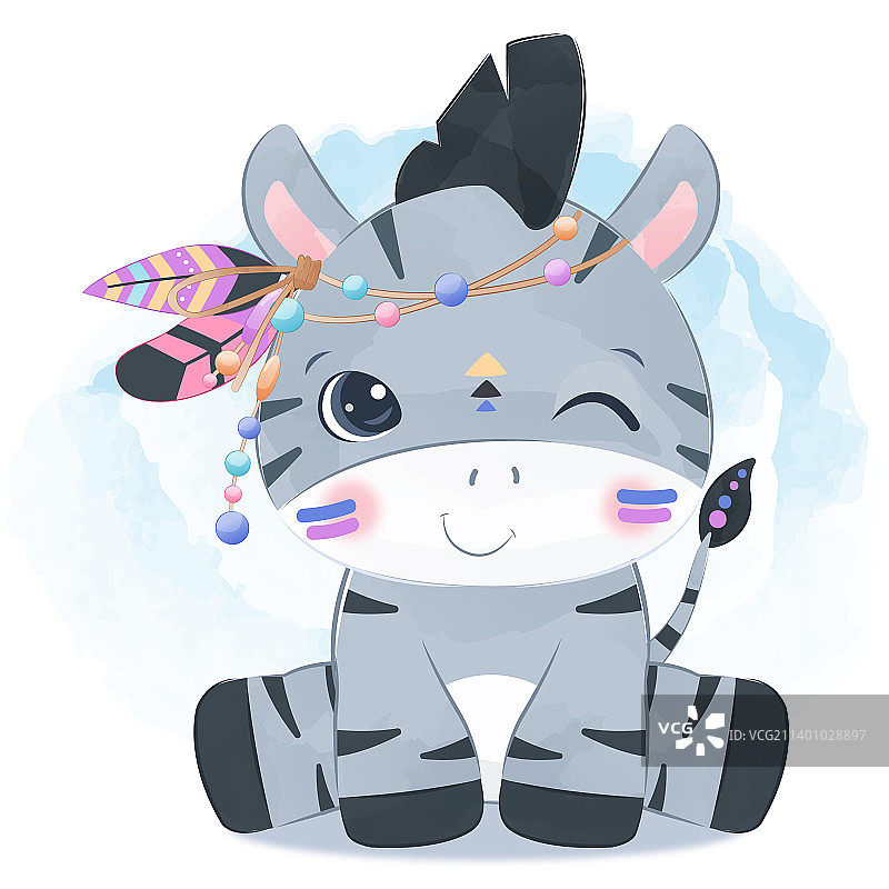 部落系列可爱小斑马图片素材