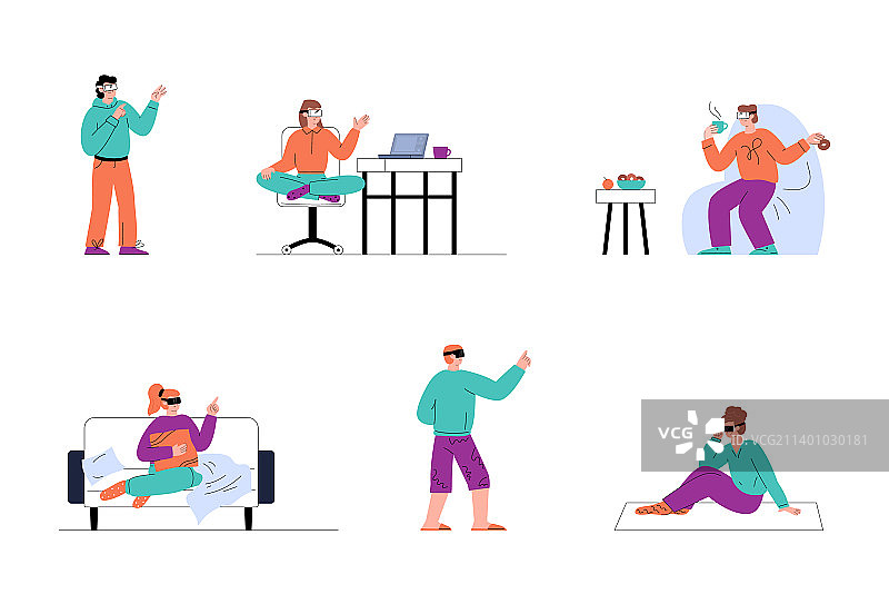 元宇宙扁平风格场景套装图片素材