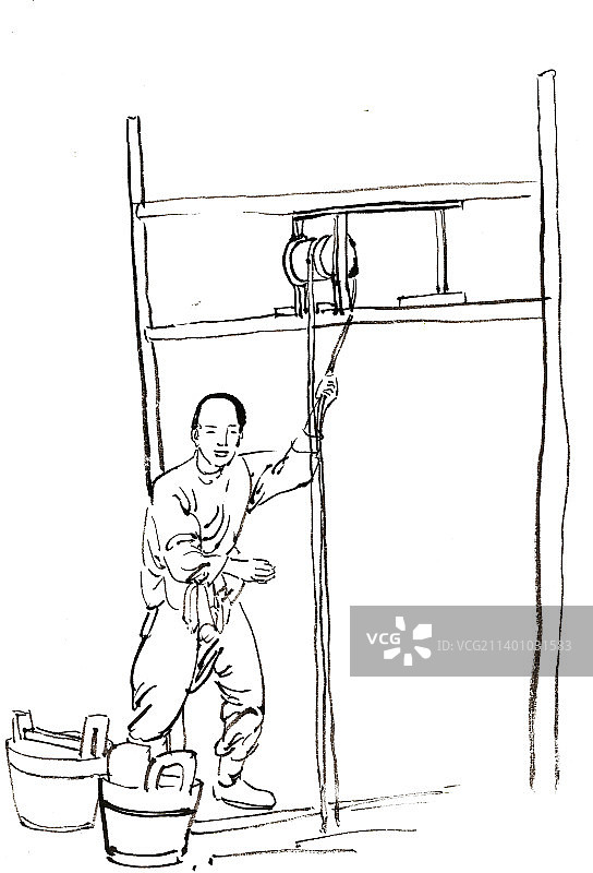 汲水的男子图片素材