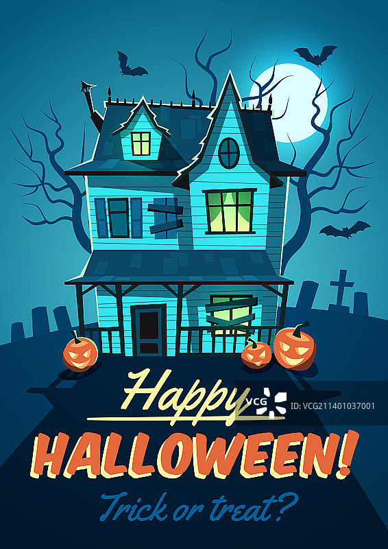 万圣节恐怖哥特风废弃房屋图片素材