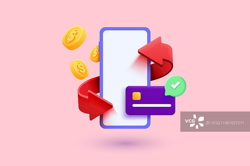 现代3D退款概念图片素材