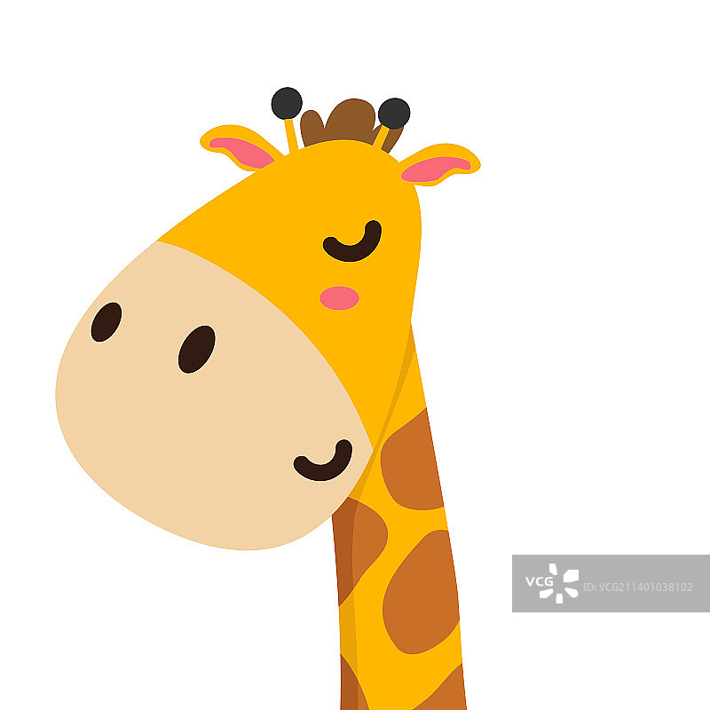 长颈鹿动物头像（扁平风格）图片素材