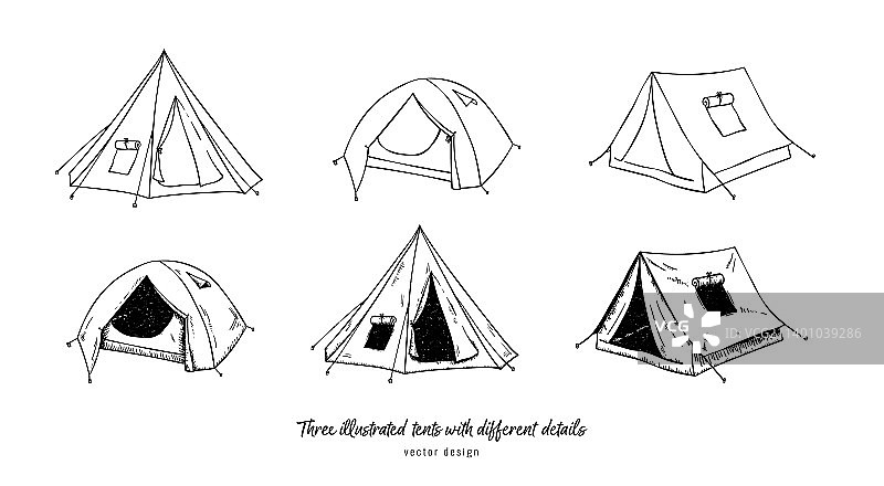 手绘露营帐篷纺织品图案图片素材