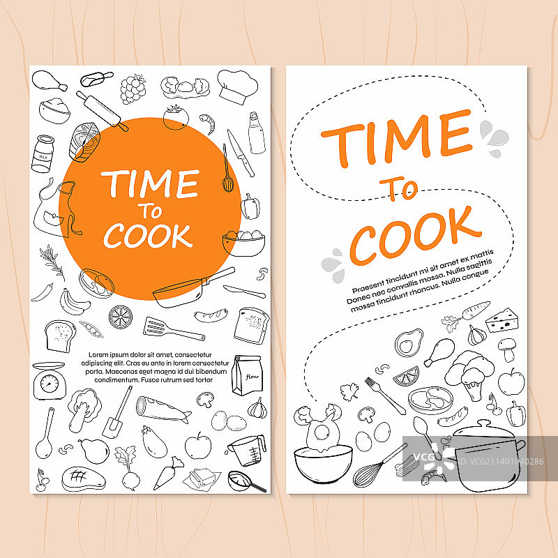 带食品和餐具线条的食品banner合集图片素材