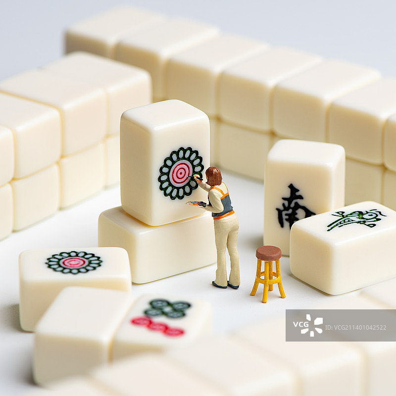 艺术家手绘麻将牌图片素材