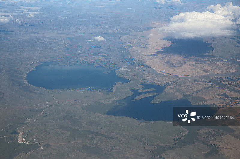 航拍黄河源扎陵湖鄂陵湖图片素材