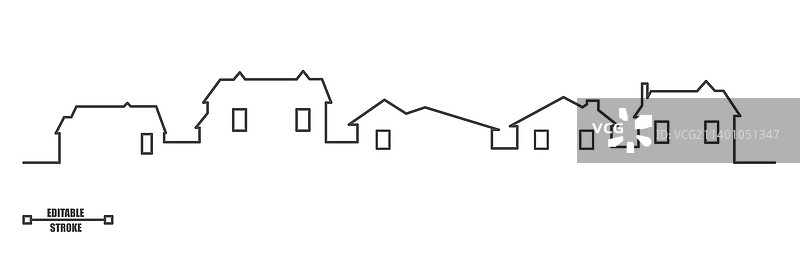 居民房屋勾勒出的全景图片素材