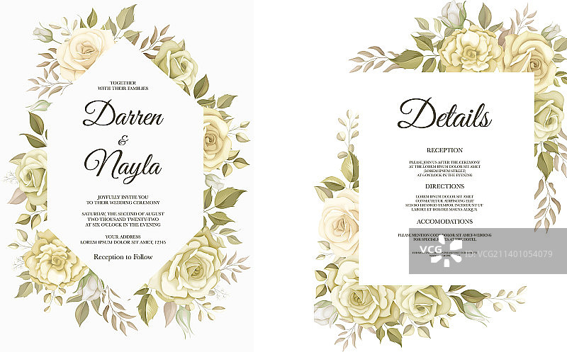 简易花束婚礼邀请函模板图片素材