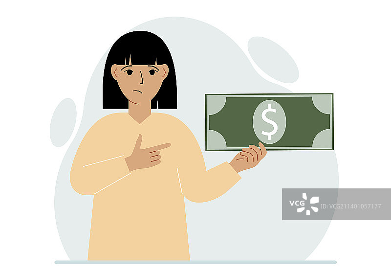 女士手持大额纸币图片素材