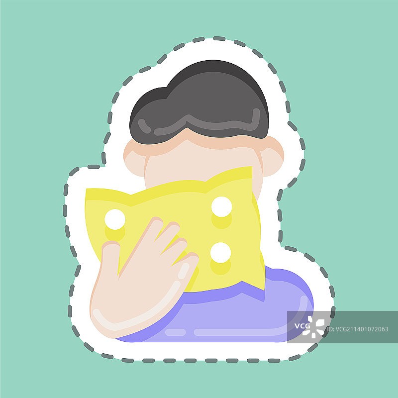适用于流感标志的咳嗽贴纸线条剪裁图片素材