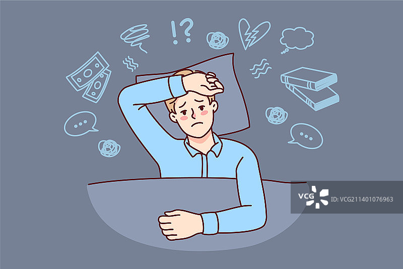 遭受失眠困扰的不快乐男人图片素材