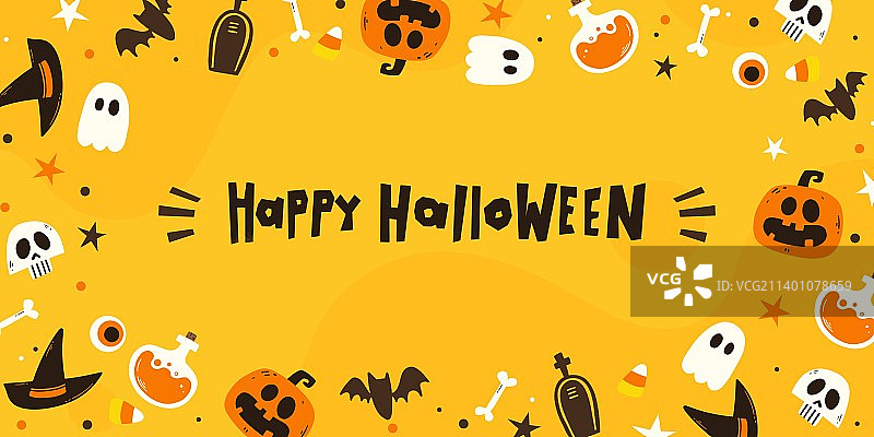 手绘卡通可爱万圣节主题展板图片素材