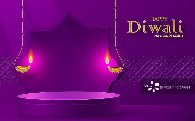 排灯节3D圆形舞台图片素材