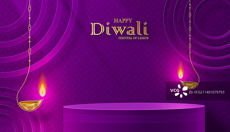 排灯节3D圆形舞台图片素材