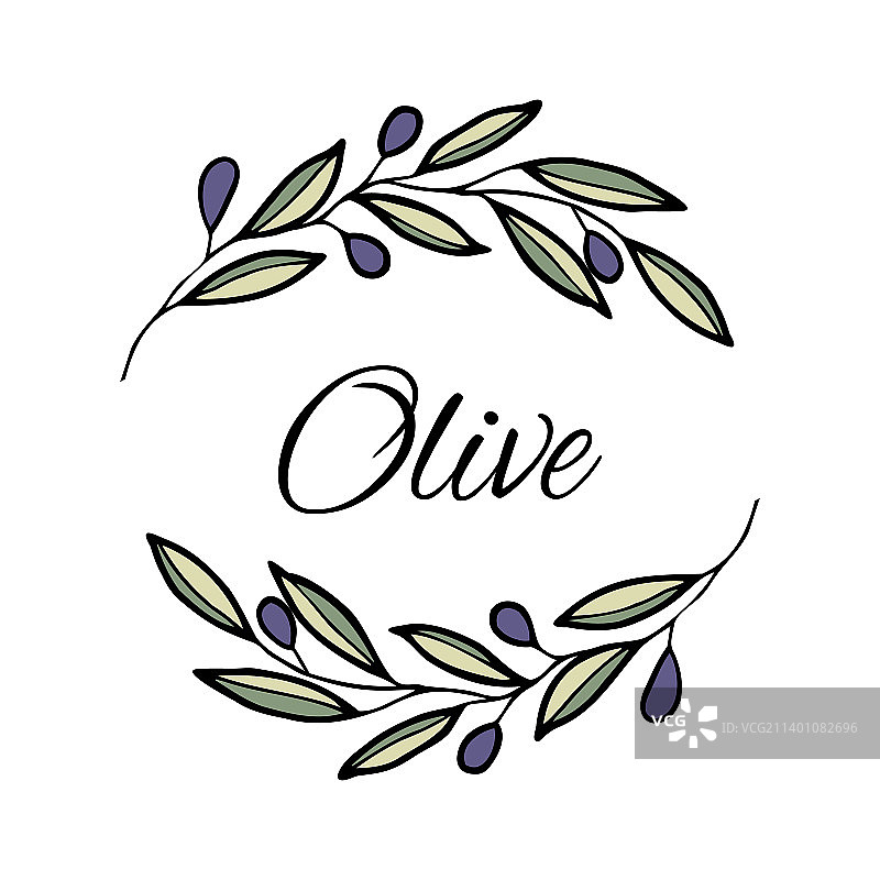 橄榄花环手绘花卉边框图片素材
