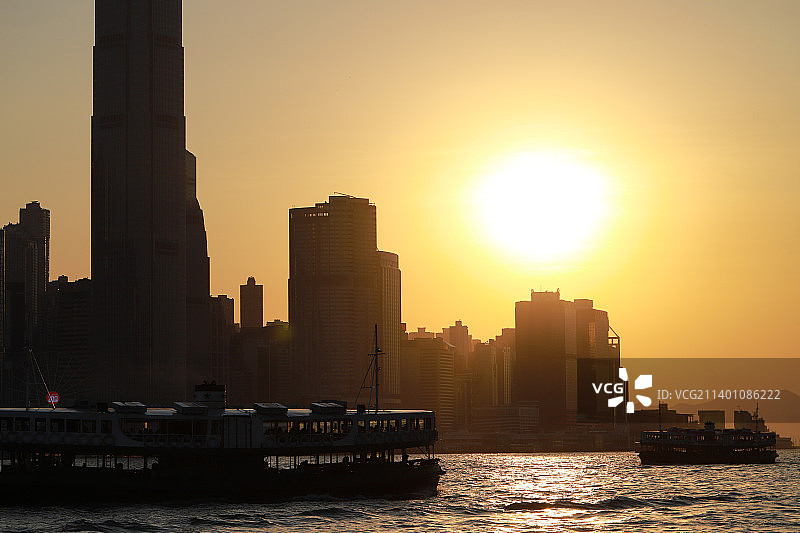 香港中环码头日落图片素材