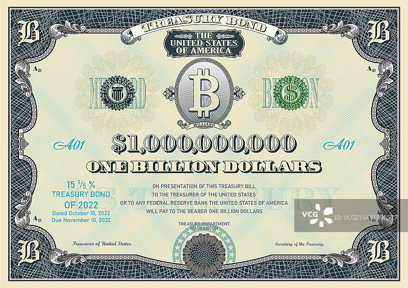 复古的十亿美元证券图片素材