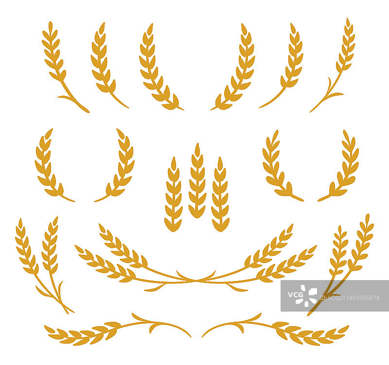 小麦、大麦和黑麦剪影图片素材