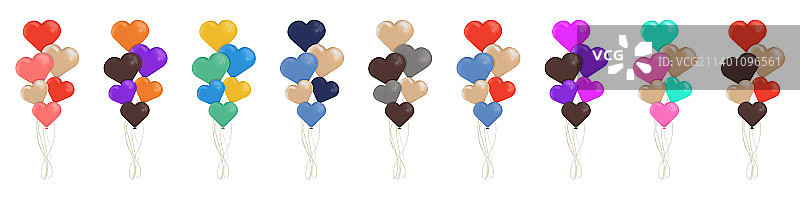 彩色心形气球合集图片素材