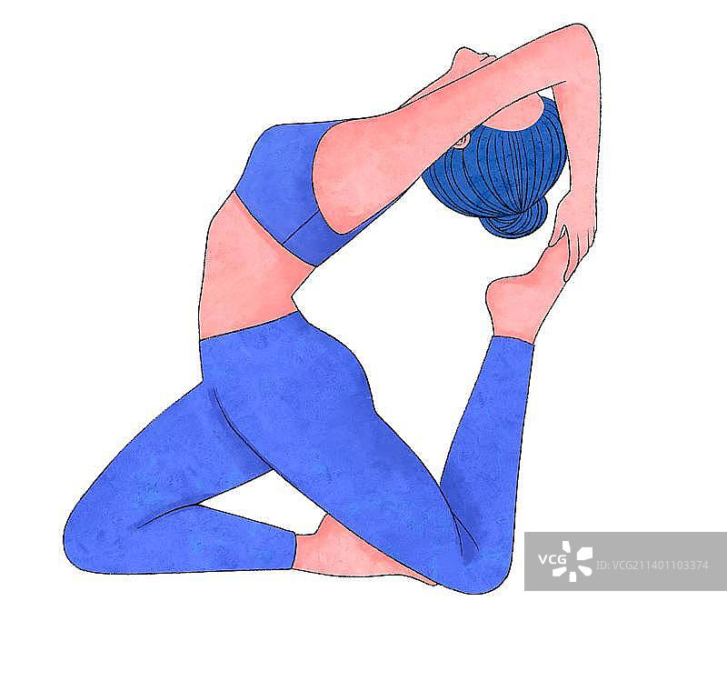 水彩手绘风瑜伽姿势插画元素图片素材