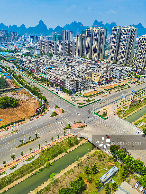 航拍广西贺州城市建筑图片素材