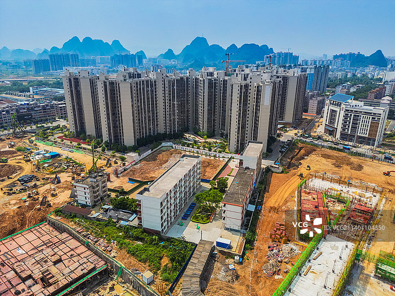 航拍广西贺州城市建筑图片素材