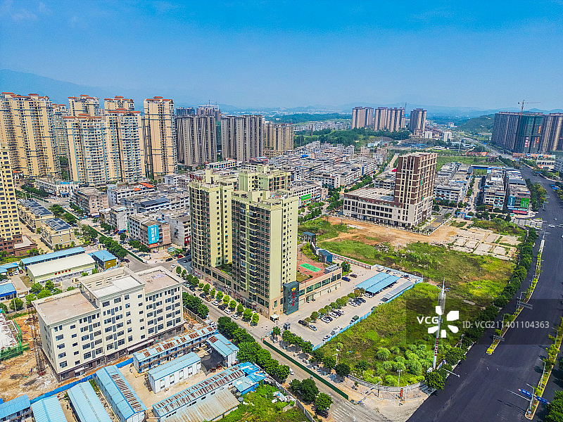 航拍广西贺州城市建筑图片素材