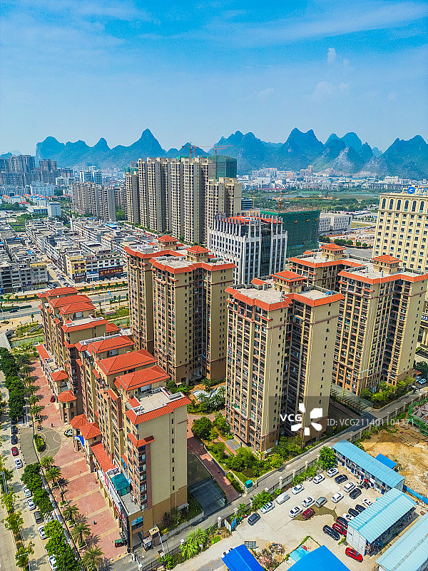 航拍广西贺州城市建筑图片素材