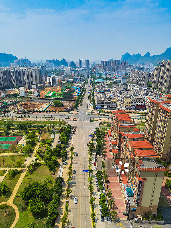 航拍广西贺州城市建筑图片素材