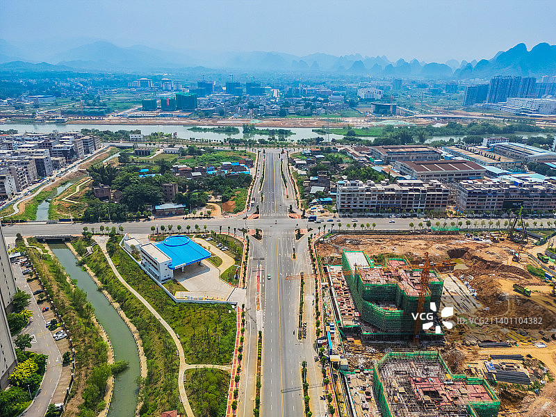 航拍广西贺州城市建筑图片素材