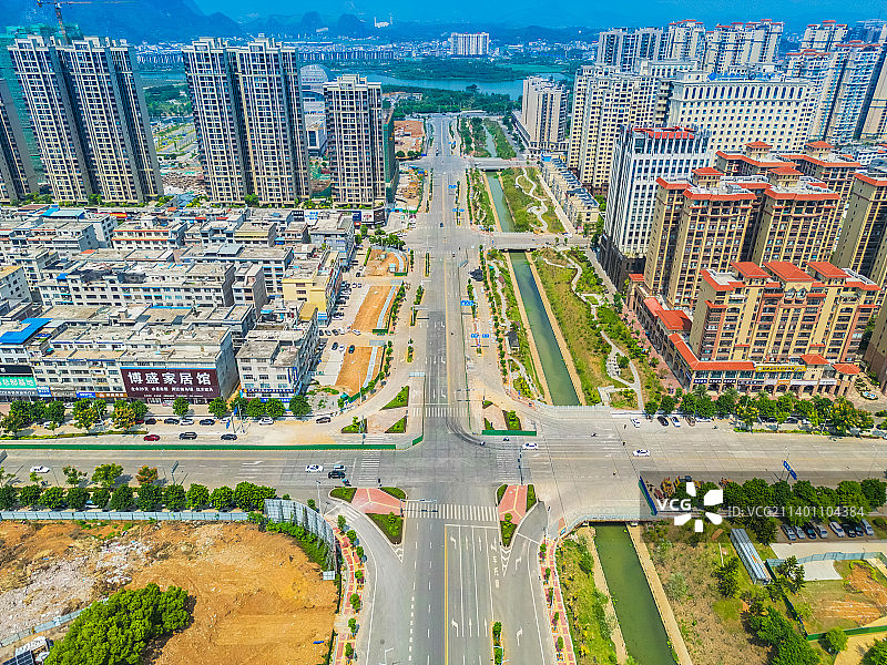 航拍广西贺州城市建筑图片素材