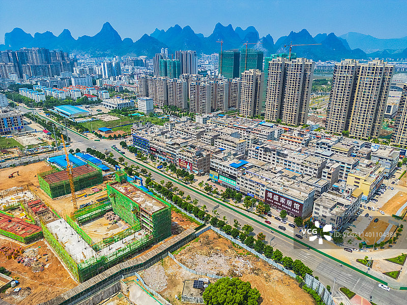 航拍广西贺州城市建筑图片素材