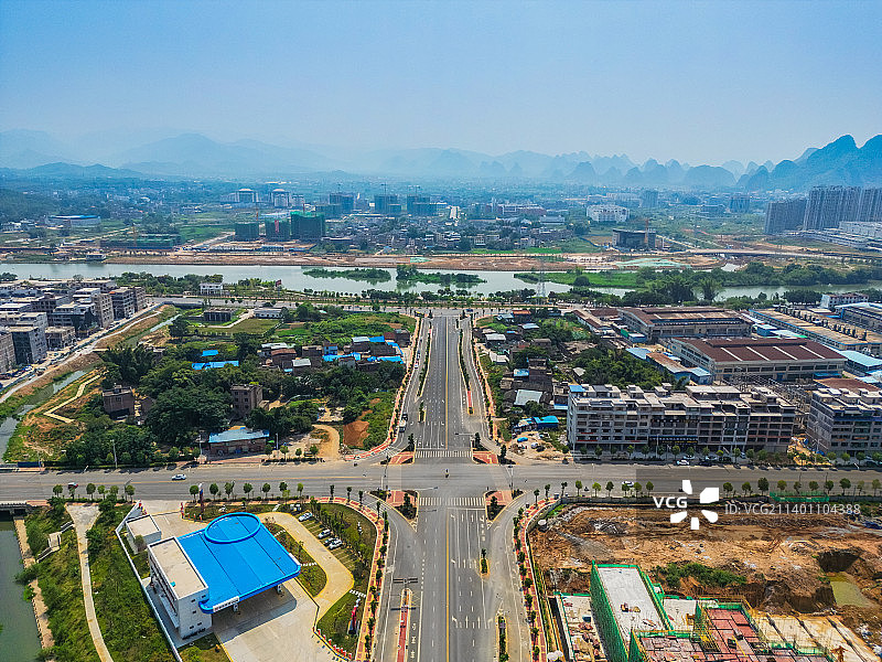 航拍广西贺州城市建筑图片素材