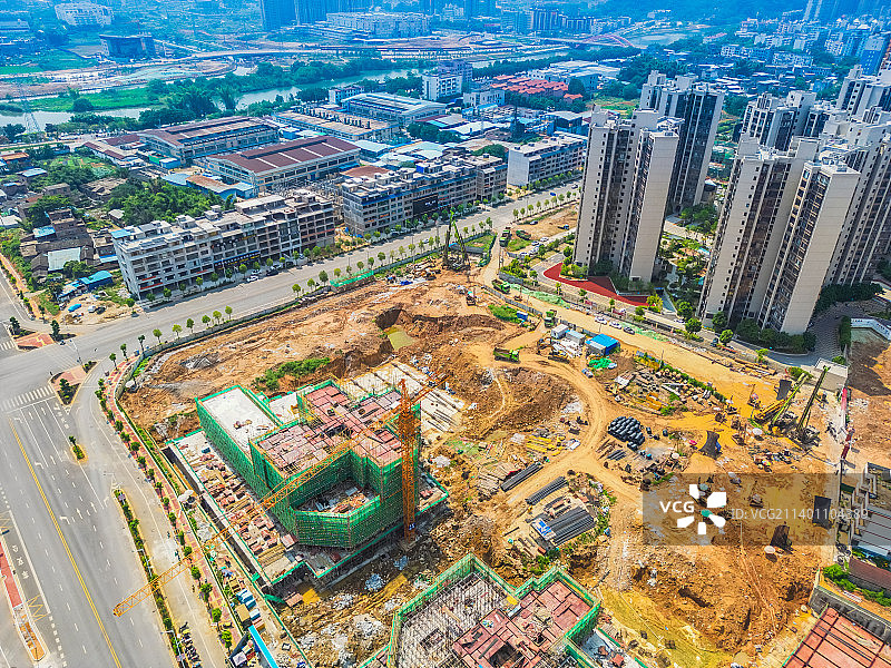 航拍广西贺州城市建筑图片素材