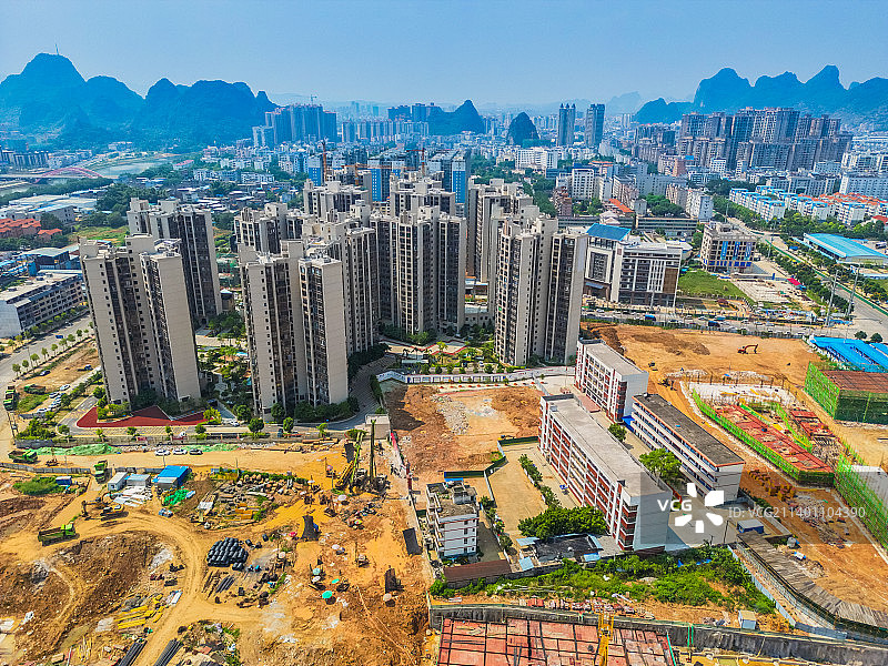 航拍广西贺州城市建筑图片素材