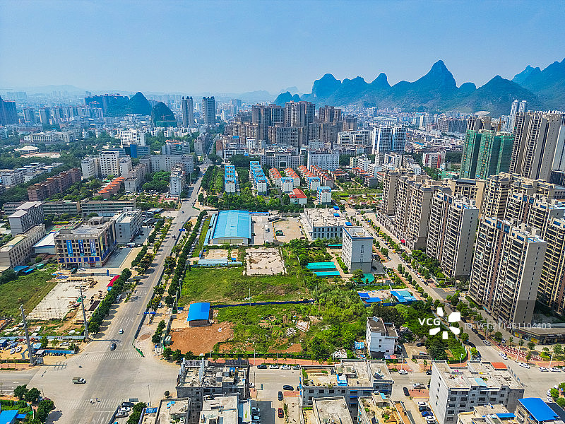 航拍广西贺州城市建筑图片素材