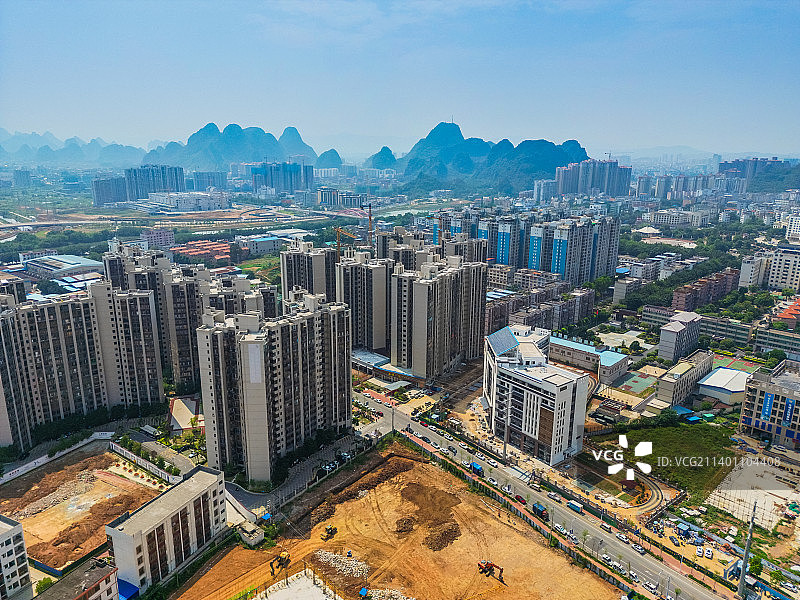 航拍广西贺州城市建筑图片素材