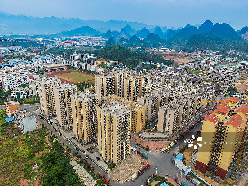 航拍广西贺州城市建筑图片素材