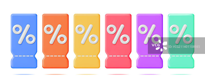 3D优惠券百分比符号套装图片素材