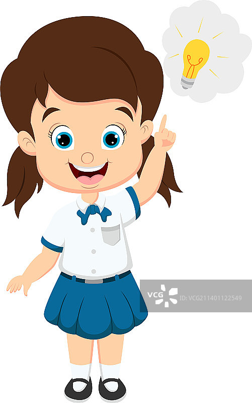 有想法的可爱小学生图片素材