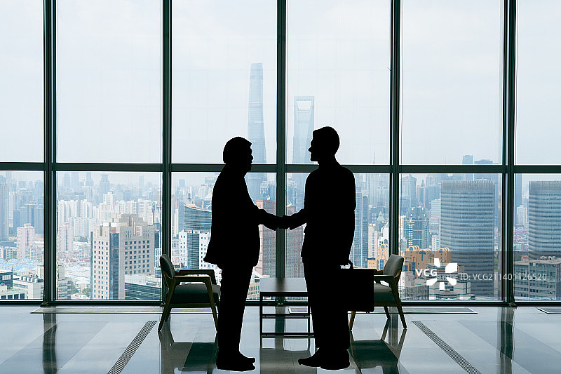 上海陆家嘴办公大楼，商务剪影，多人合作共赢经济发展图片素材