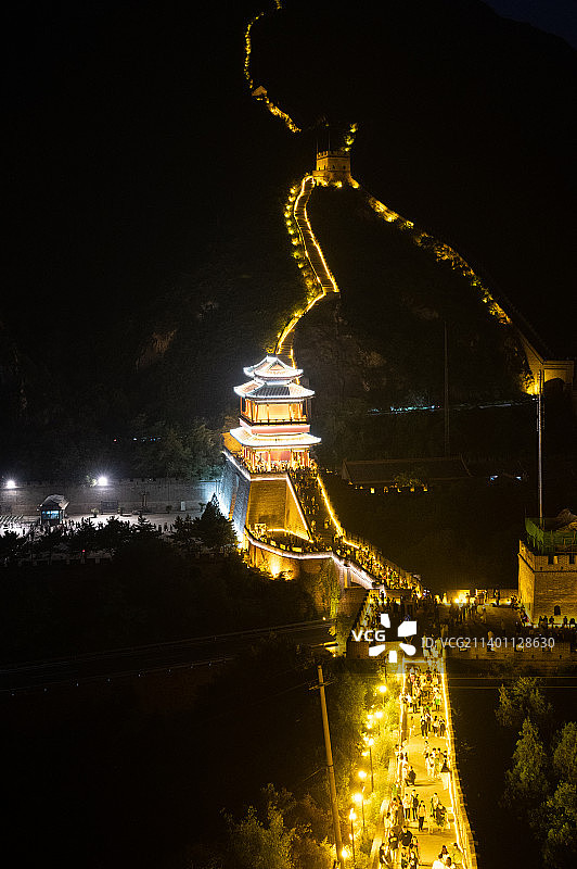 夜游居庸关长城图片素材