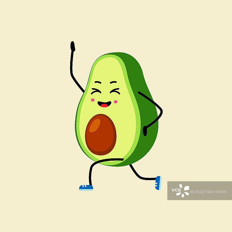可爱的健壮牛油果角色做瑜伽图片素材