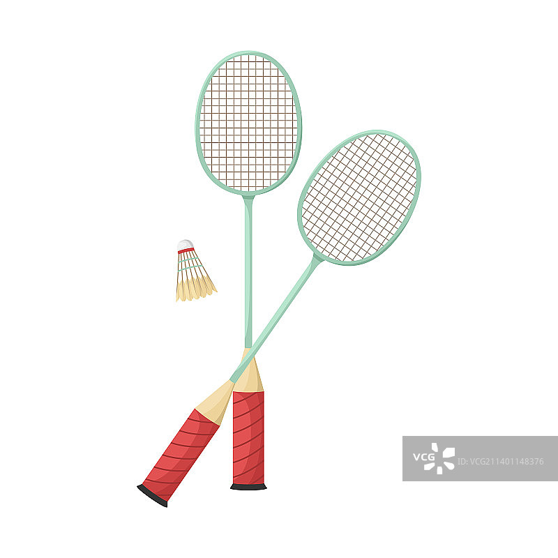 两个羽毛球拍和一个羽毛球图片素材