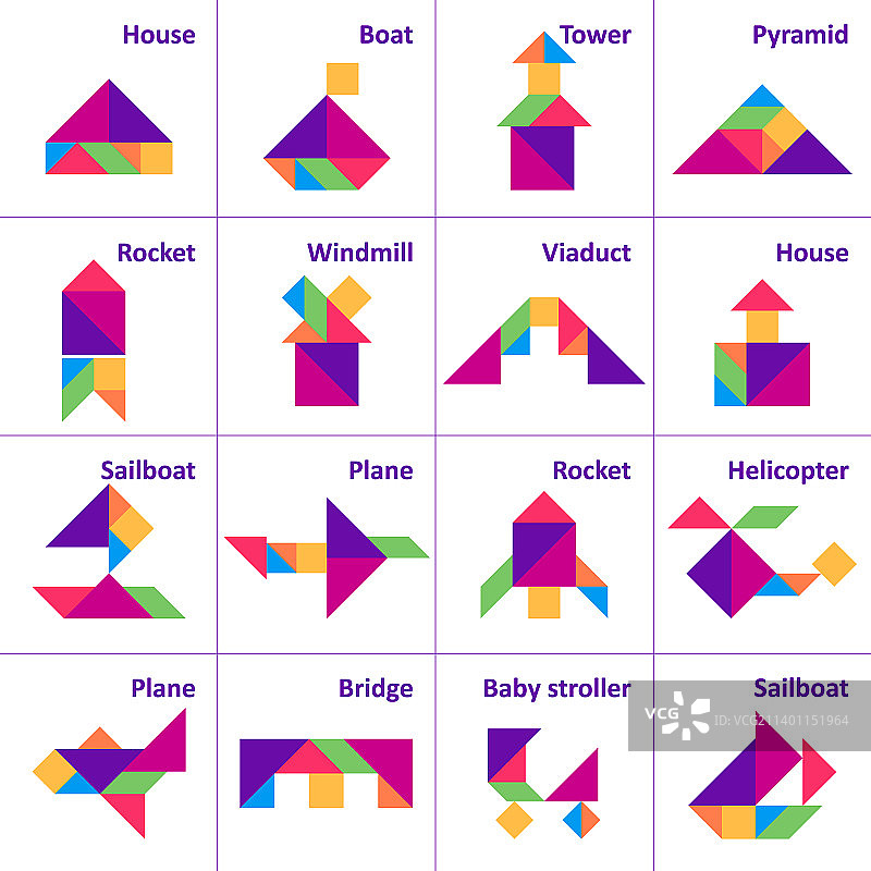 儿童七巧板拼图套装图片素材