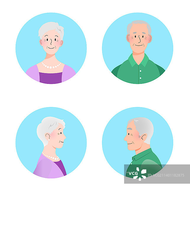 年长女性和年长男性肖像合集图片素材
