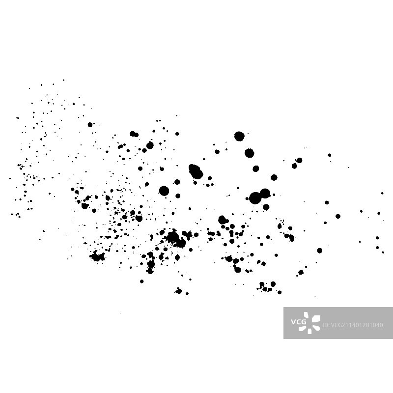 手绘Grunge墨水笔刷飞溅污迹图片素材
