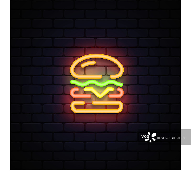 用于装饰设计的汉堡霓虹灯标志图片素材